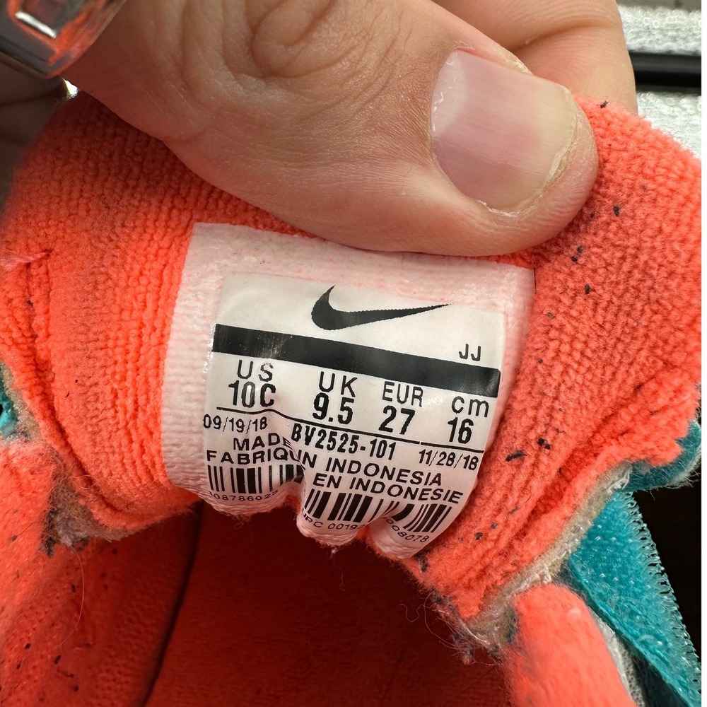 Nike Air Barrage Low White Teal Orange Kids Shoes BV2525-101 Size 10C - Picture 6 of 7
